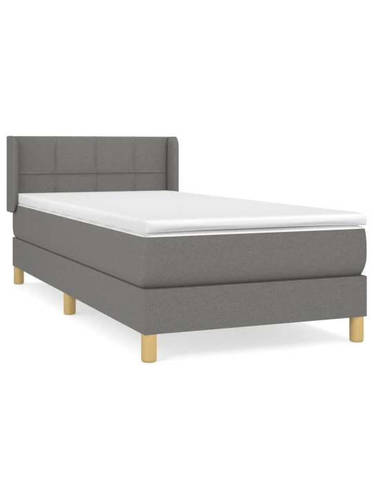 Box spring postel s matrací tmavě šedá 90x200 cm textil