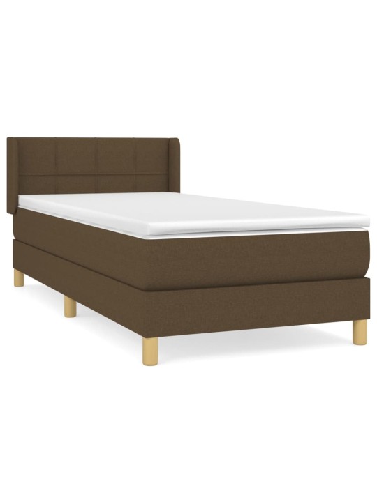 Box spring postel s matrací tmavě hnědá 90x200 cm textil