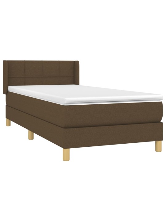 Box spring postel s matrací tmavě hnědá 90x200 cm textil