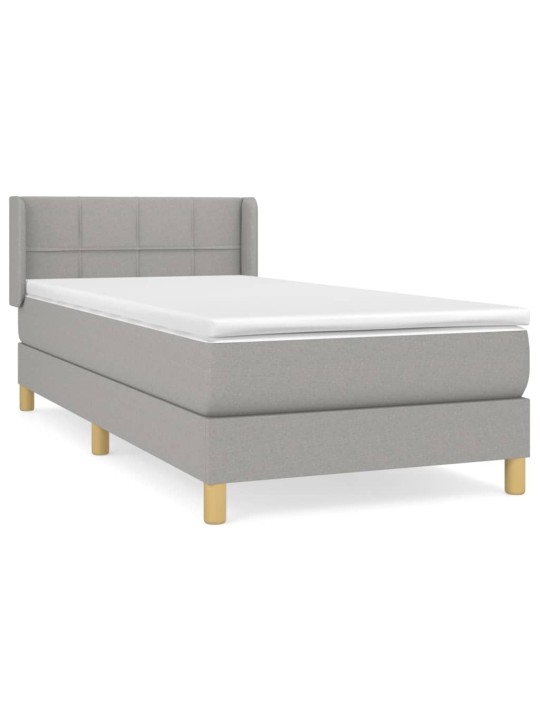 Box spring postel s matrací světle šedý 100 x 200 cm textil