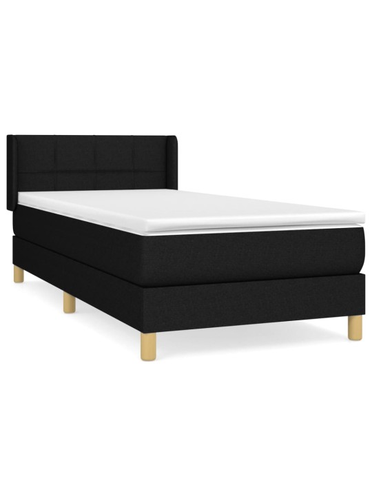 Box spring postel s matrací černá 100 x 200 cm textil