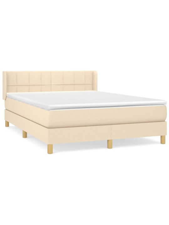Box spring postel s matrací krémová 140x190 cm textil