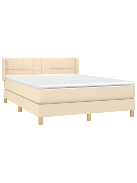 Box spring postel s matrací krémová 140x190 cm textil