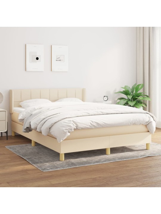Box spring postel s matrací krémová 140x190 cm textil