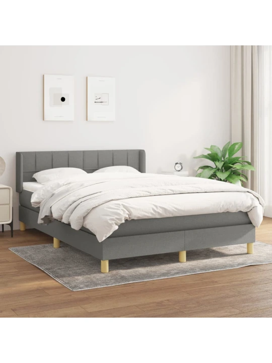 Box spring postel s matrací tmavě šedá 140x200 cm textil