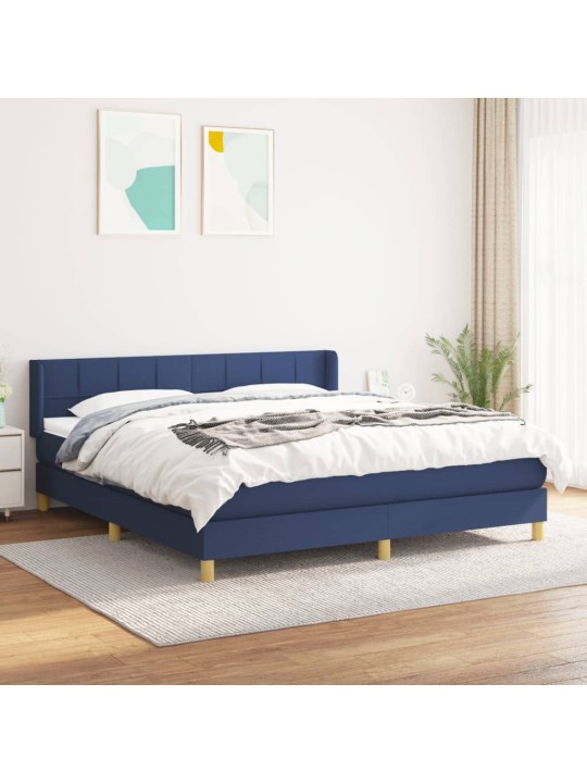 Box spring postel s matrací modrá 160x200 cm textil
