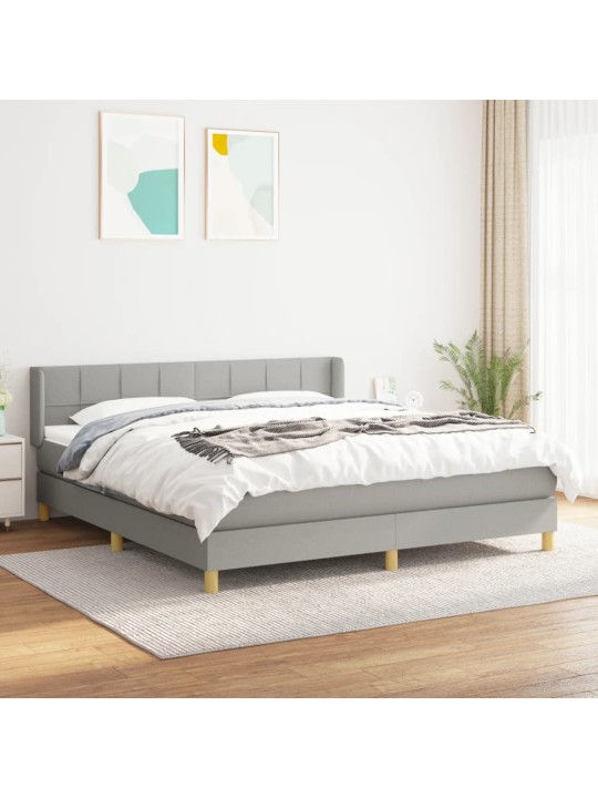 Box spring postel s matrací světle šedá 180 x 200 cm textil