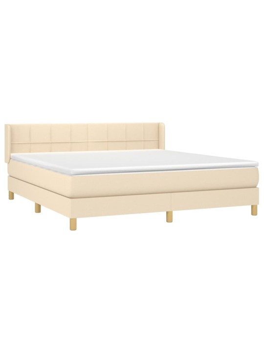 Box spring postel s matrací krémová 180x200 cm textil