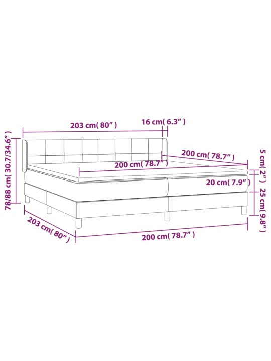 Box spring postel s matrací tmavě šedá 200x200 cm textil