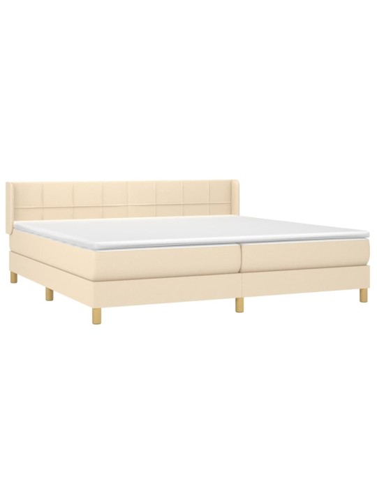 Box spring postel s matrací krémová 200x200 cm textil