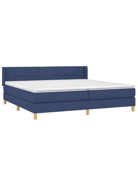 Box spring postel s matrací modrá 200x200 cm textil