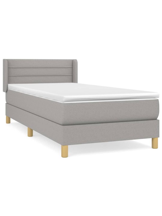 Box spring postel s matrací světle šedá 90x200 cm textil