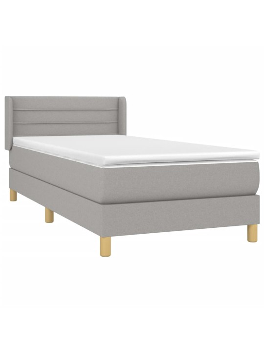 Box spring postel s matrací světle šedý 100 x 200 cm textil