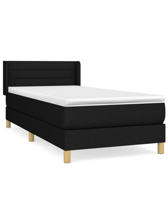 Box spring postel s matrací černá 100 x 200 cm textil