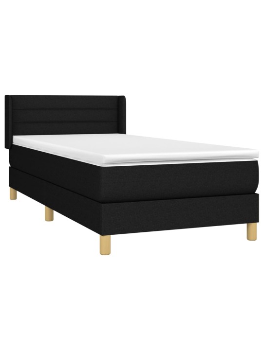 Box spring postel s matrací černá 100 x 200 cm textil
