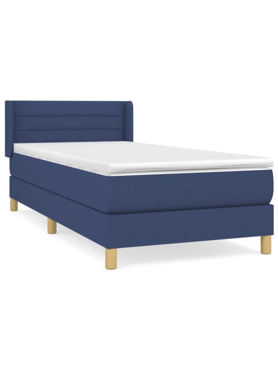 Box spring postel s matrací modrá 100 x 200 cm textil