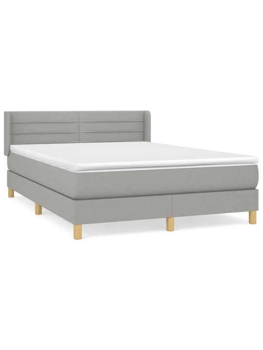 Box spring postel s matrací světle šedá 140 x 190 cm textil