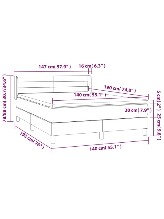 Box spring postel s matrací tmavě šedý 140 x 190 cm textil