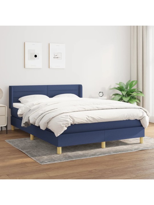Box spring postel s matrací modrá 140x190 cm textil