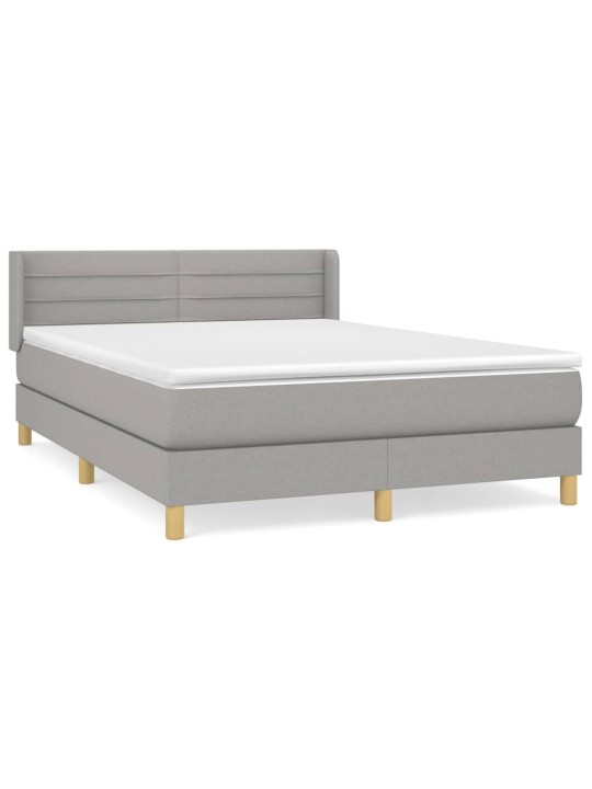 Box spring postel s matrací světle šedá 140 x 200 cm textil