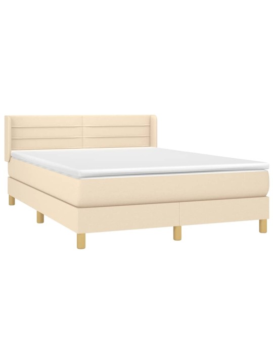 Box spring postel s matrací krémová 140x200 cm textil