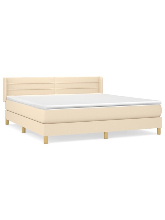 Box spring postel s matrací krémová 160x200 cm textil