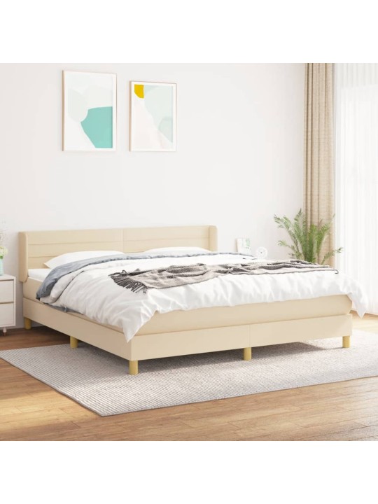 Box spring postel s matrací krémová 160x200 cm textil