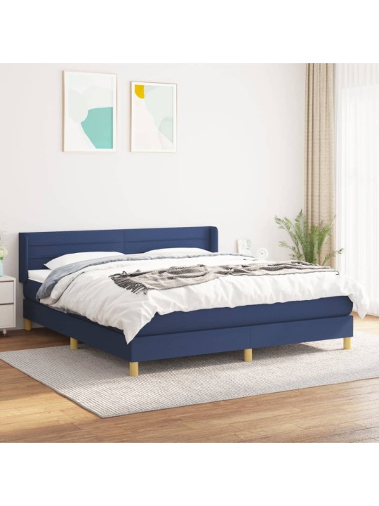 Box spring postel s matrací modrá 160x200 cm textil