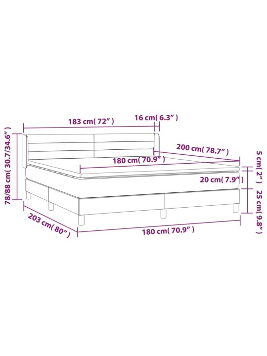 Box spring postel s matrací tmavě šedá 180x200 cm textil