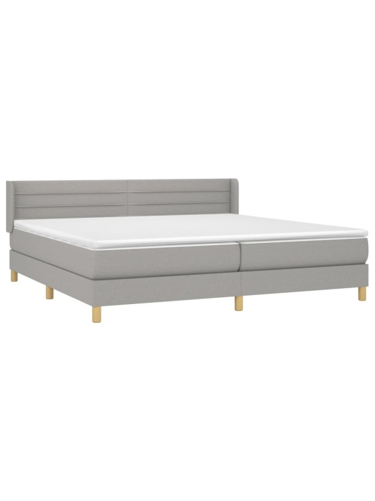 Box spring postel s matrací světle šedá 200 x 200 cm textil