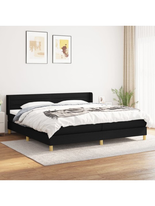 Box spring postel s matrací černá 200x200 cm textil