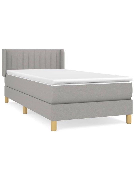 Box spring postel s matrací světle šedý 100 x 200 cm textil