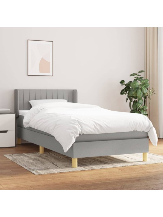 Box spring postel s matrací světle šedý 100 x 200 cm textil