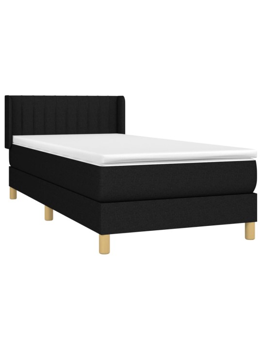 Box spring postel s matrací černá 100 x 200 cm textil