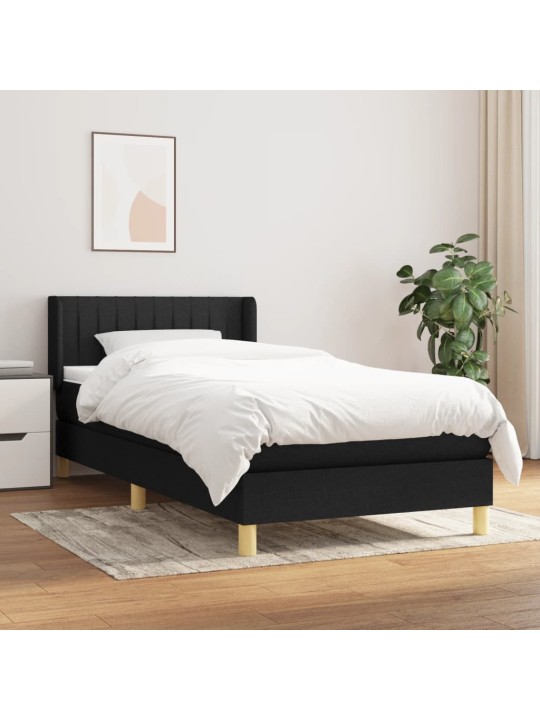 Box spring postel s matrací černá 100 x 200 cm textil