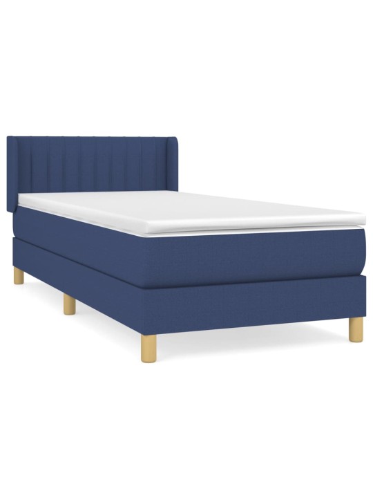 Box spring postel s matrací modrá 100 x 200 cm textil