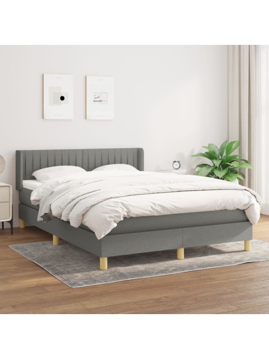 Box spring postel s matrací tmavě šedý 140 x 190 cm textil