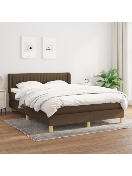 Box spring postel s matrací tmavě hnědá 140x200 cm textil