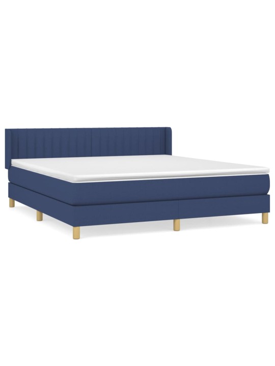 Box spring postel s matrací modrá 160x200 cm textil