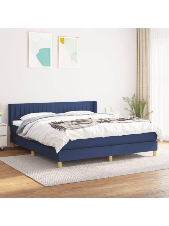 Box spring postel s matrací modrá 160x200 cm textil