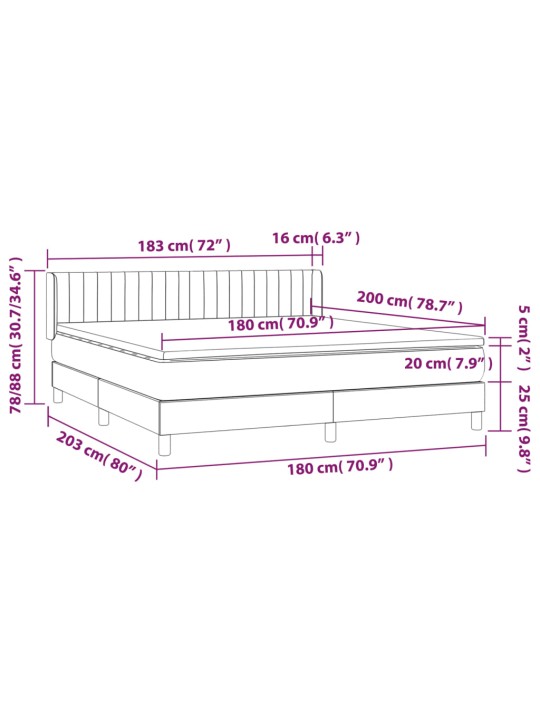 Box spring postel s matrací světle šedá 180 x 200 cm textil