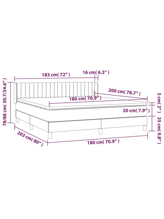 Box spring postel s matrací tmavě šedá 180x200 cm textil