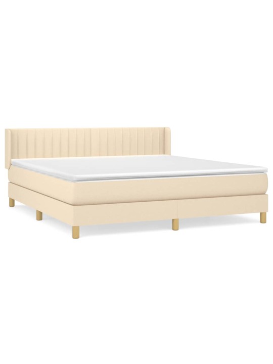Box spring postel s matrací krémová 180x200 cm textil