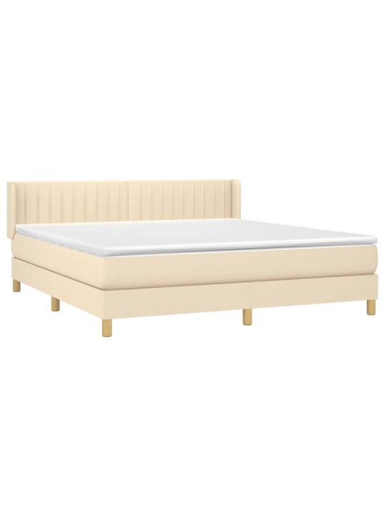 Box spring postel s matrací krémová 180x200 cm textil