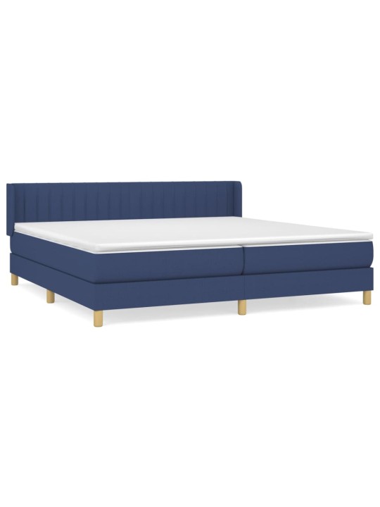 Box spring postel s matrací modrá 200x200 cm textil