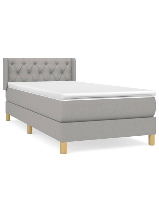 Box spring postel s matrací světle šedá 80 x 200 cm textil