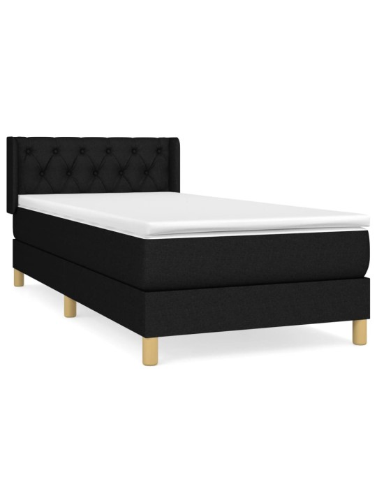 Box spring postel s matrací černá 80 x 200 cm textil