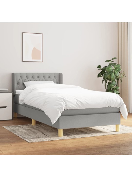 Box spring postel s matrací světle šedá 90x200 cm textil