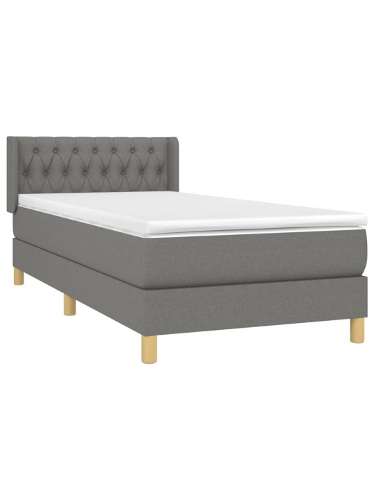 Box spring postel s matrací tmavě šedá 90x200 cm textil