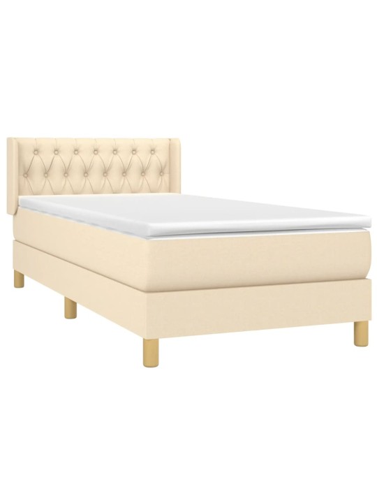 Box spring postel s matrací krémová 90x200 cm textil